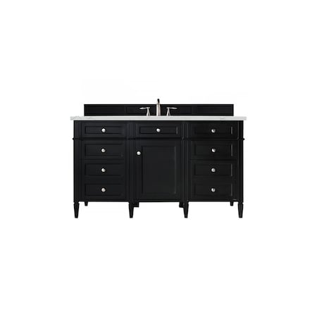 James Martin Vanities Brittany 60in Single Vanity, Black Onyx, w/ 3 CM Ethereal Noctis Quartz Top 650-V60S-BKO-3ENC